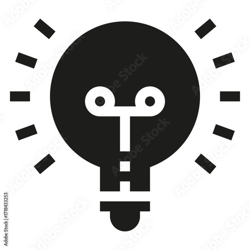 icono de bombilla encendida. Creatividad, ideas, soluciones innovadoras. Inspiración y pensamiento. Ilustración vectorial
