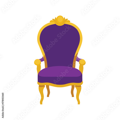 retro regal chair with golden foundation and velvet