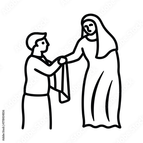 angry potiphar s wife holding joseph s garment