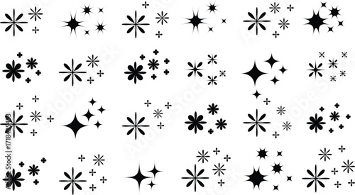 Vector Sparkle Icons | Star, Shine, Glitter & Abstract Clean Icon Collection | Sparkles Vector Set