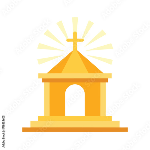 altar unto god with heavenly light above on white background