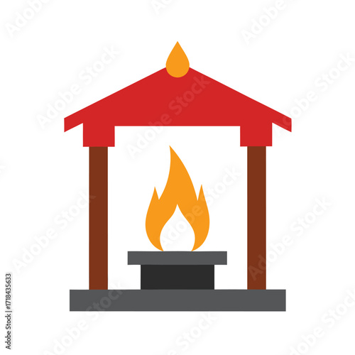 altar unto god with burning fire on white background