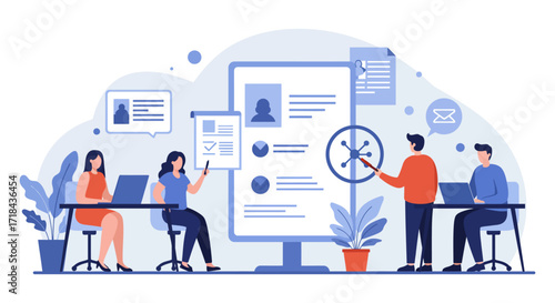 hr recruiting team presenting data insights showing cv analytics for hiring decisions a strategy concept used for business recruitment
