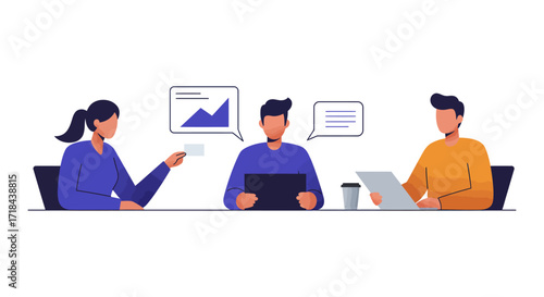 business meeting team collaborating on a data-driven project in a modern workspace sharing ideas  strategies for business growth  planning