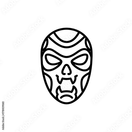 Outline of a spooky mask symbolizing Halloween  