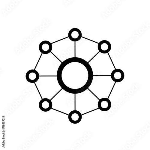 Geometric Network Vector Icon Set with Circular Nodes Modern Minimalist Black and White