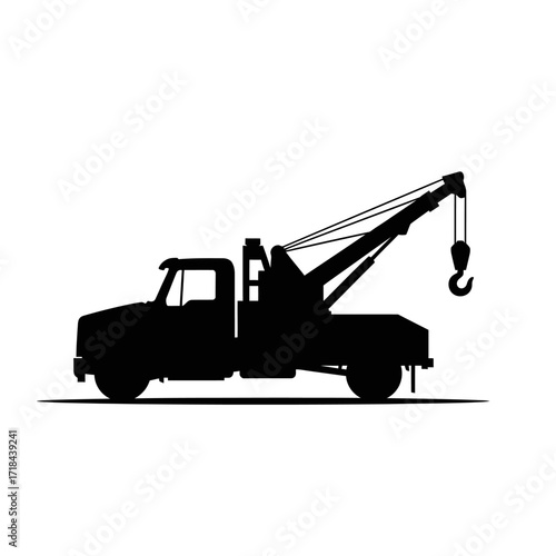 Silhouette Tow Truck Vector Illustration in Black Minimalist Style