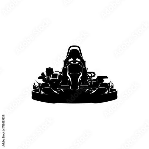 Illustration Racing Kart Vector Silhouette Black Minimalist Design for Motorsport Icon and Logo