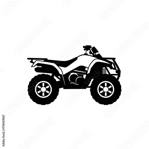 Minimalist ATV Vector Illustration with Black Silhouette and Offroad Design