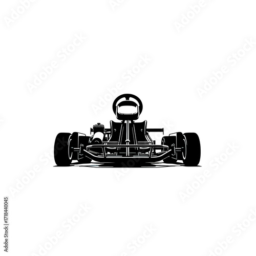 Minimalist Racing Car Vector Illustration in Black and White for Motorsport Design