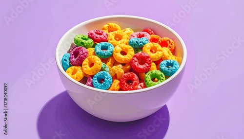 Colorful cereal rings in a bowl
