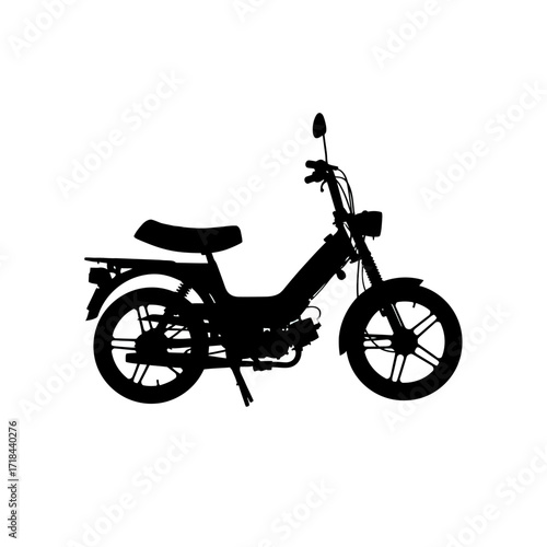 Minimalist Motorcycle Vector Illustration with Black Silhouette and Simple Shapes