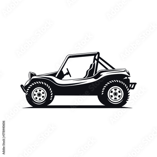 Illustration Vector of Offroad Buggy Car in Black and White Minimalist Style