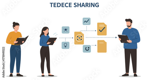 data sharing business professionals sharing files illustrating digital transformation collaboration and innovation for business presentation backgrounds.