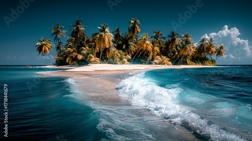 Fototapeta Naklejka Na Ścianę i Meble -  Tropical paradise in the maldives  stunning beach with white sand and palm trees for luxury getaway