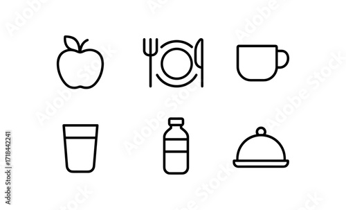 Minimal food and drink icons for menu design and apps