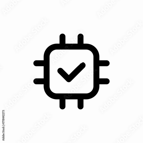 cpu check mark icon sign vector