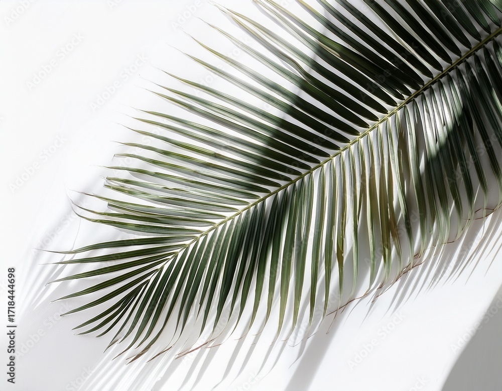 Fototapeta premium coconut palm leaf shade overlay with tropical look on white background