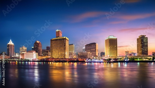 new orleans louisiana usa cbd skyline at night