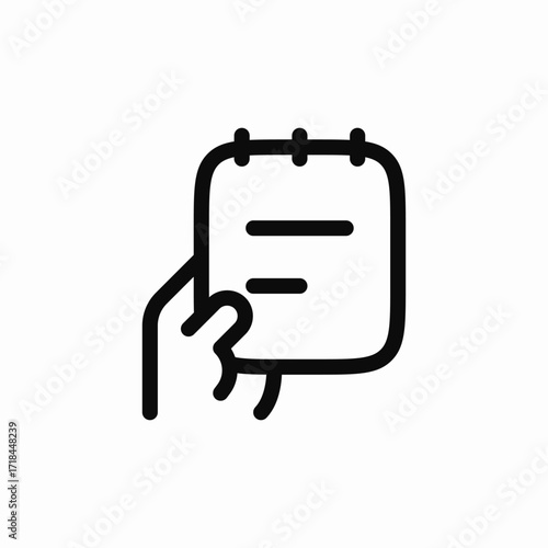 hand hold notepad icon sign vector