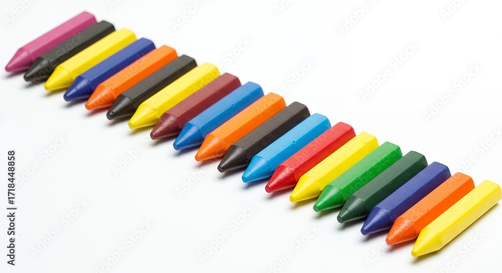Fototapeta premium Colorful crayons arranged in a row