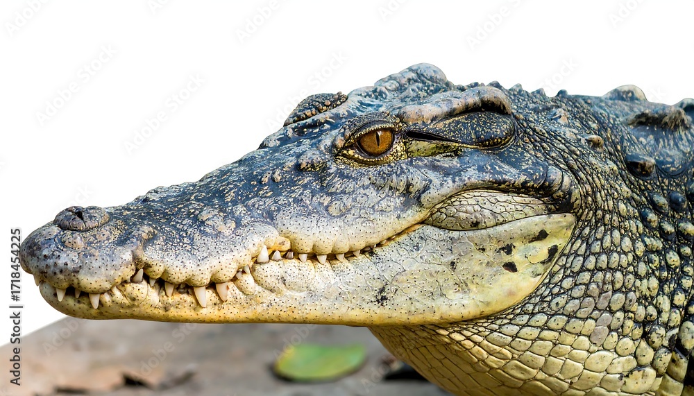 Fototapeta premium Close-up of crocodile's head, scales and eye