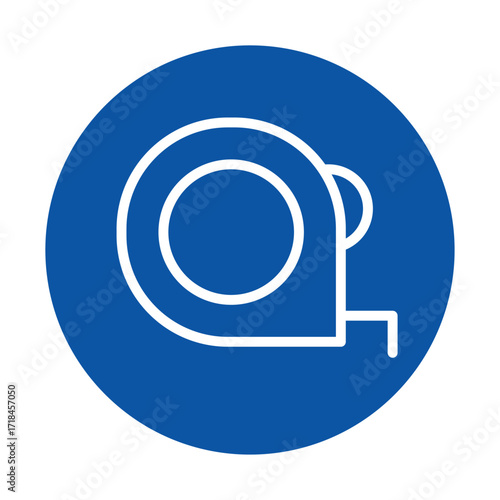 Simple Blue Icon of a Measuring Tape for Construction and Design Projects