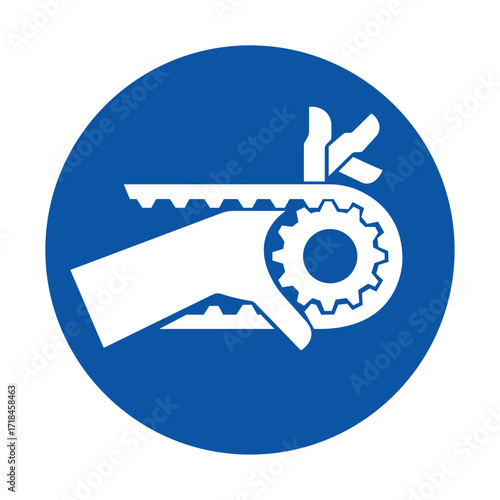 Hand Adjusting Gear Mechanism with Circular Blue Background Icon