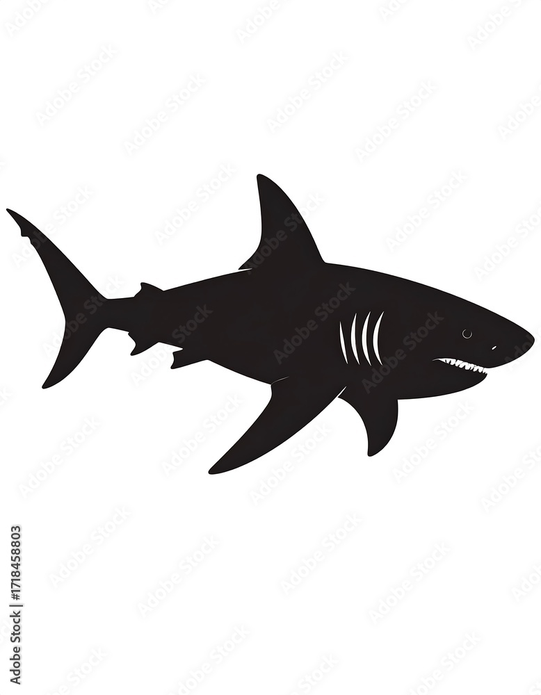 Fototapeta premium Simple black shark silhouette
