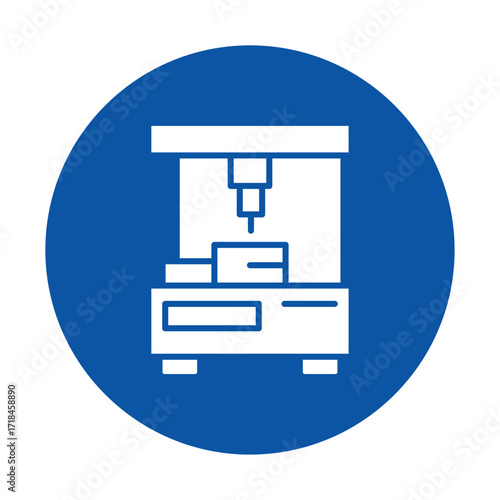 Icon Design of a CNC Milling Machine on a Blue Background for Industries