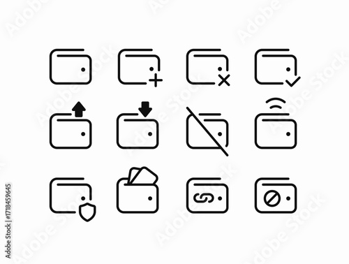 digital wallet money finance icons set icon sign vector