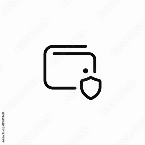 digital wallet protection shield icon sign vector