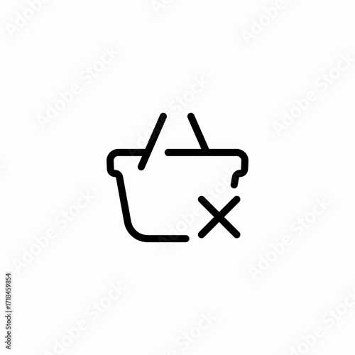 shopping basket delete icon sign vector