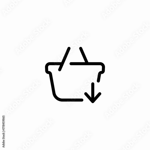 shopping basket down arrow download icon sign vector