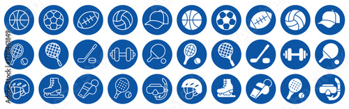 Diverse Collection of Sports Icons on Blue Background for Graphic Design