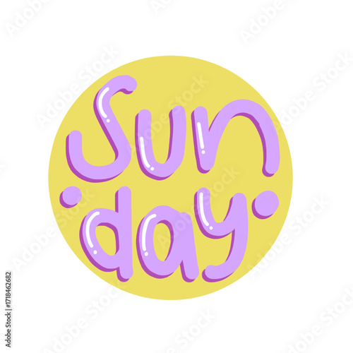 Playful Sunday Text in Colorful Cartoon Style for Schedule