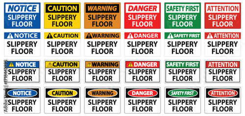 Variety of Slippery Floor Signs for Safety Awareness and Precaution