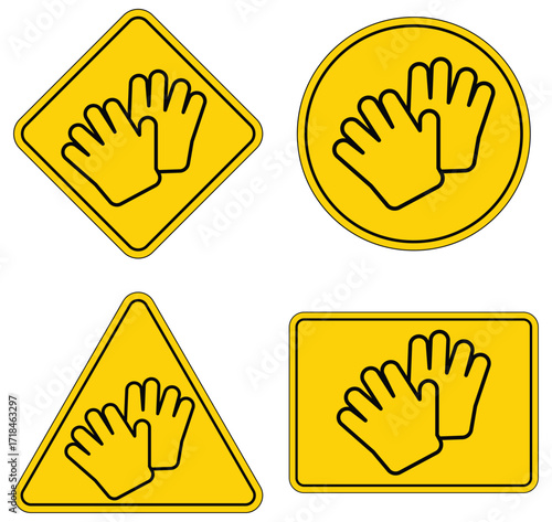 Safety Gloves Symbol Set for Industrial and Construction Work Environments