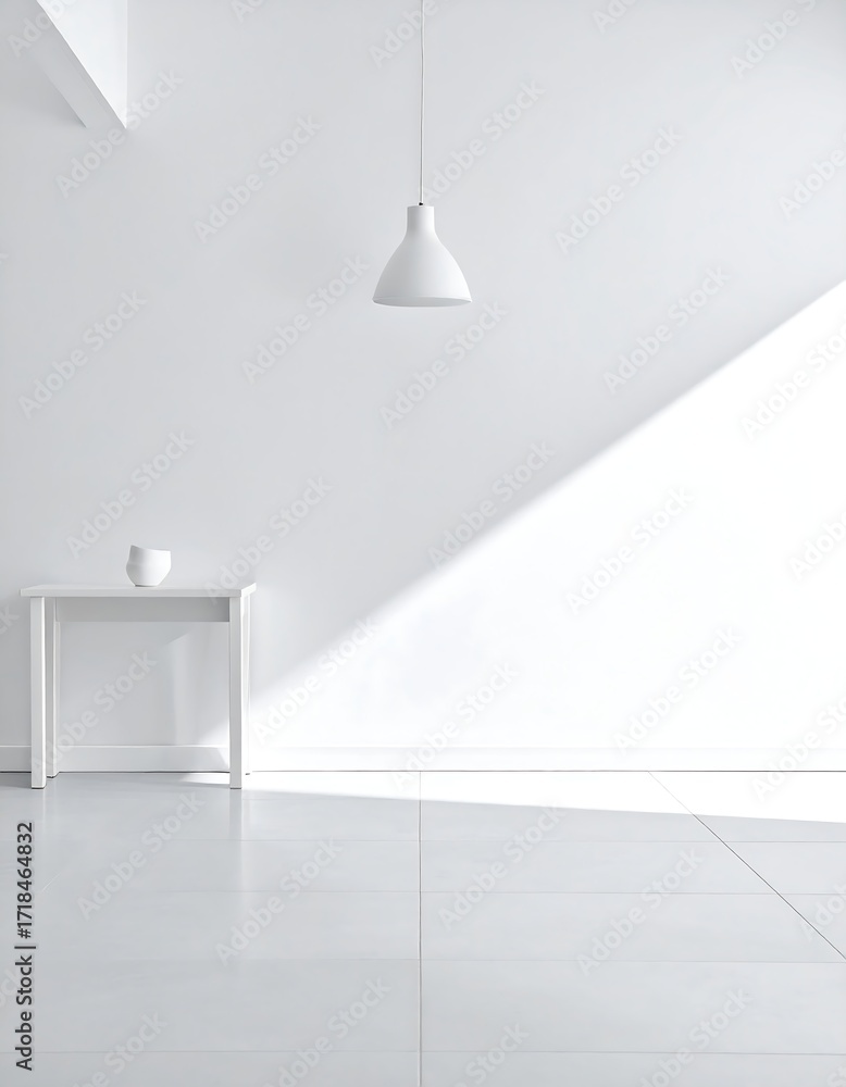 Obraz premium Minimalist white interior with sunlight