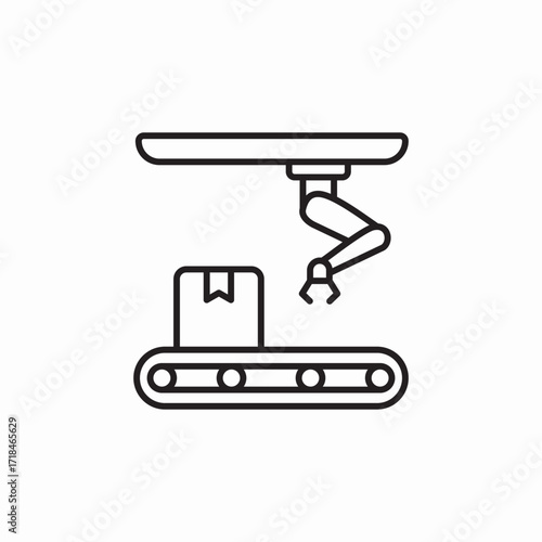 factory box conveyor robot production icon sign vector