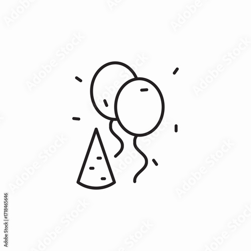 holiday air balloons cone cap icon sign vector