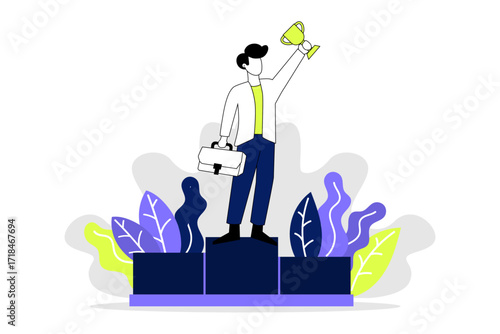 a successful business leader becomes a winnera successful business leader becomes a winner. vector eps 