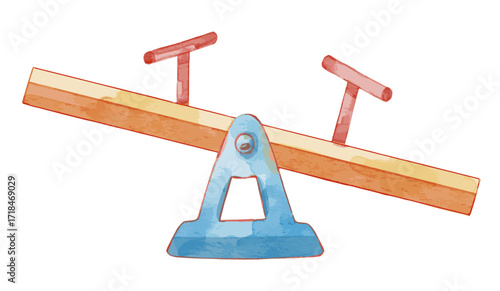 Watercolor Seesaw Kids Toys . Vector illustration for children project design. 