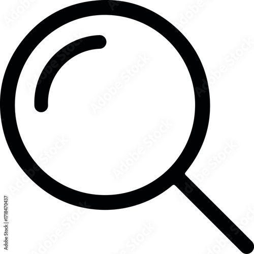 Search icon with magnifying glass symbol, simple black design