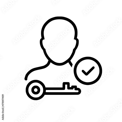 User account access key and verification line icon
