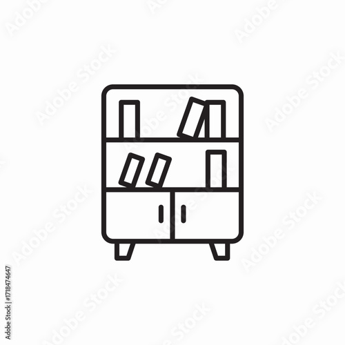 cabinet books shelf icon sign vector