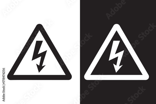 electric hazard warning icon voltage danger symbol safety caution triangle vector design