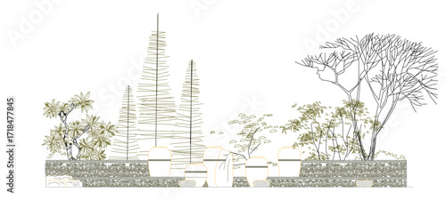 front View Vector Icons of Trees and Plants for Floor Plan and Architectural Design Projects	
