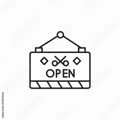 barbershop open banner door icon sign vector