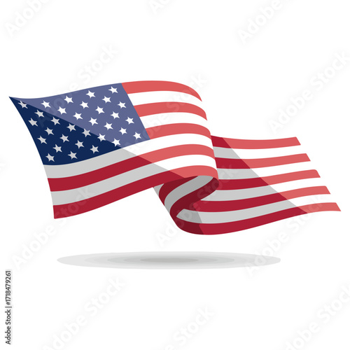 American Flag Waving Proudly in the Breeze.